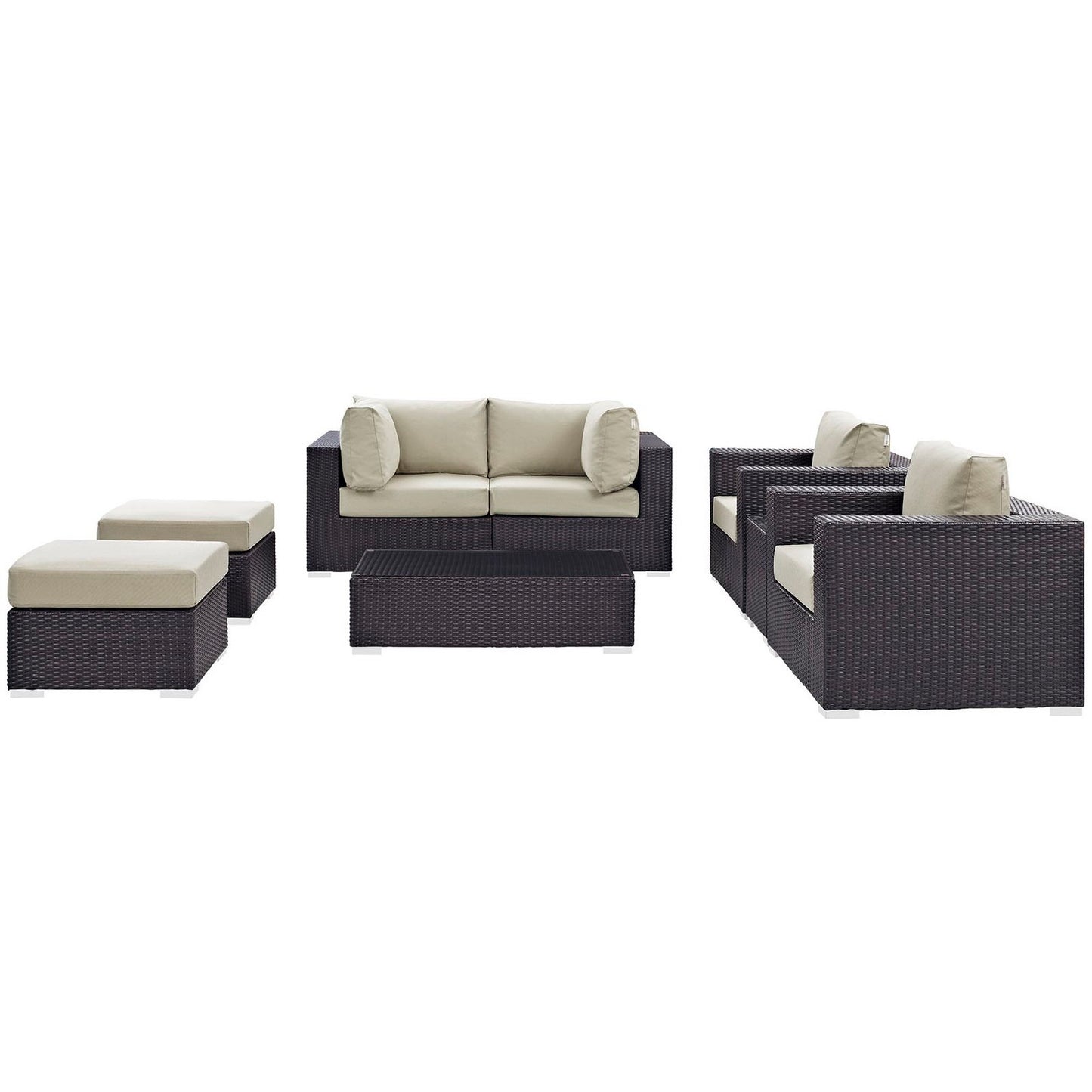 Modway - Convene 8 Piece Outdoor Patio Sectional Set by Modway  Outdoor Furniture Sofa Sectionals Brown - EEI-2206-EXP-BEI-SET