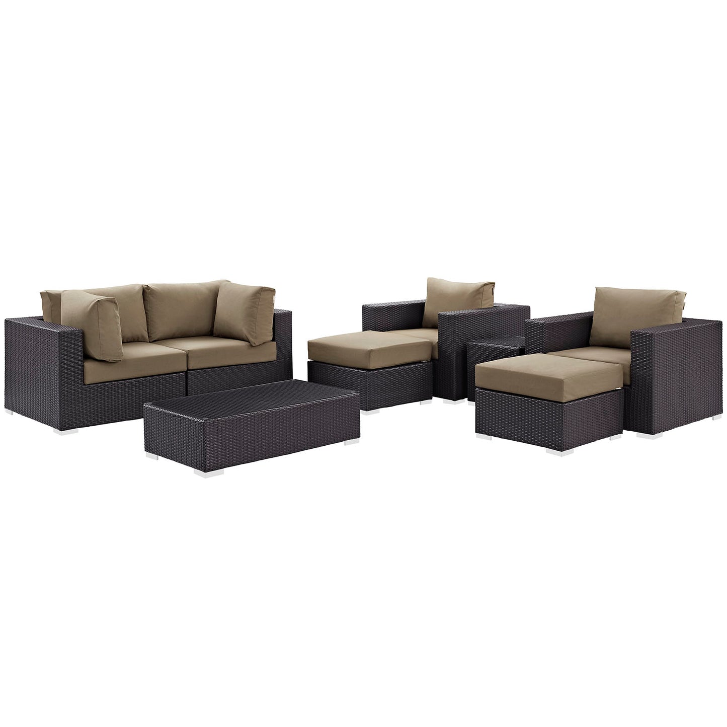 Modway - Convene 8 Piece Outdoor Patio Sectional Set by Modway  Outdoor Furniture Sofa Sectionals Brown - EEI-2206-EXP-MOC-SET