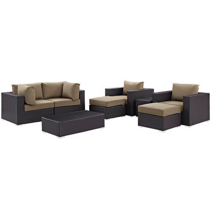 Modway - Convene 8 Piece Outdoor Patio Sectional Set by Modway  Outdoor Furniture Sofa Sectionals Brown - EEI-2206-EXP-MOC-SET