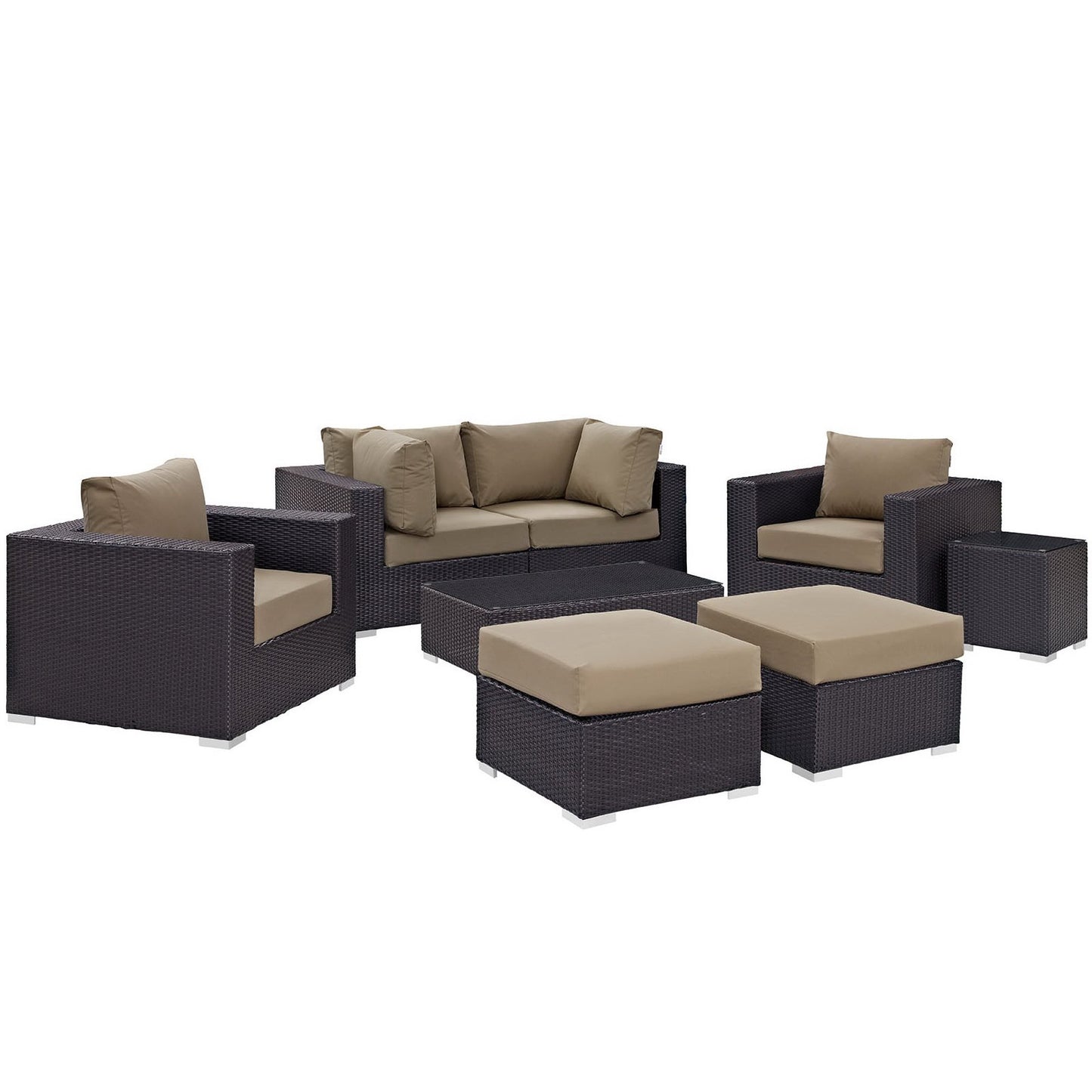 Modway - Convene 8 Piece Outdoor Patio Sectional Set by Modway  Outdoor Furniture Sofa Sectionals Brown - EEI-2206-EXP-MOC-SET