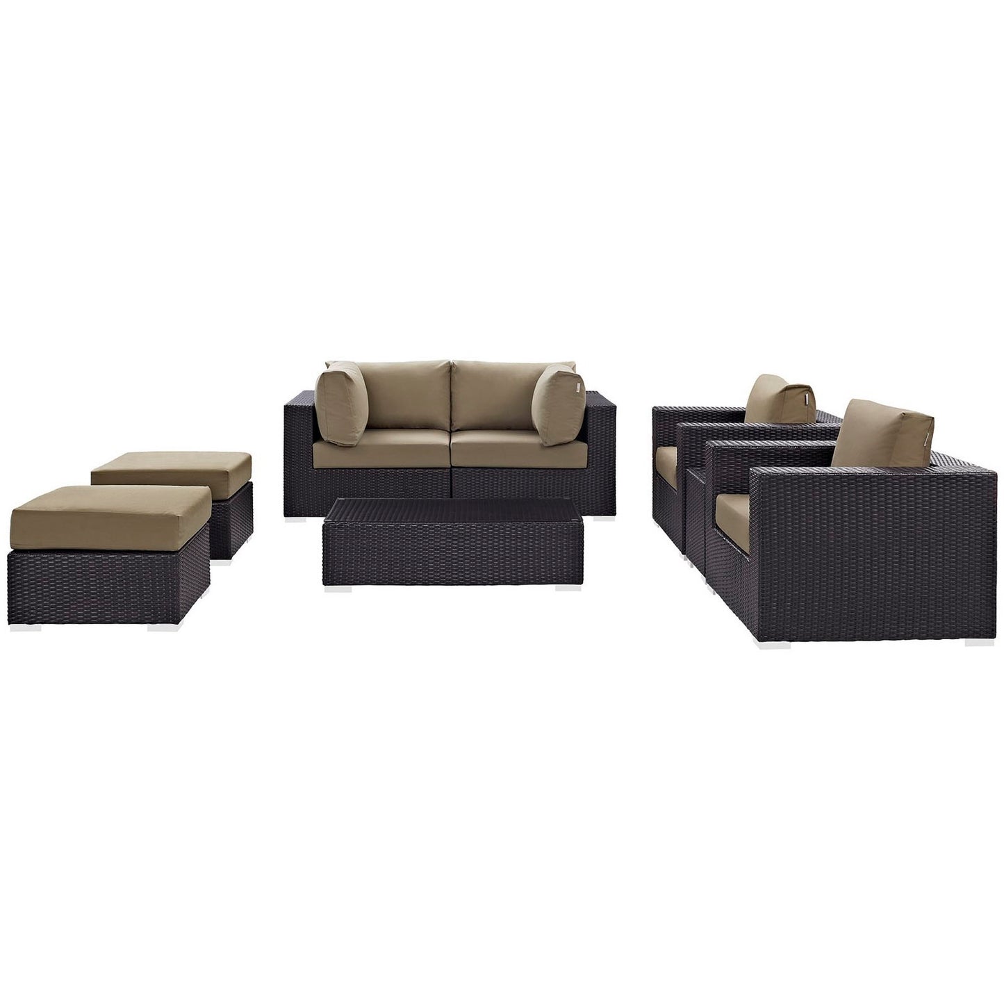 Modway - Convene 8 Piece Outdoor Patio Sectional Set by Modway  Outdoor Furniture Sofa Sectionals Brown - EEI-2206-EXP-MOC-SET
