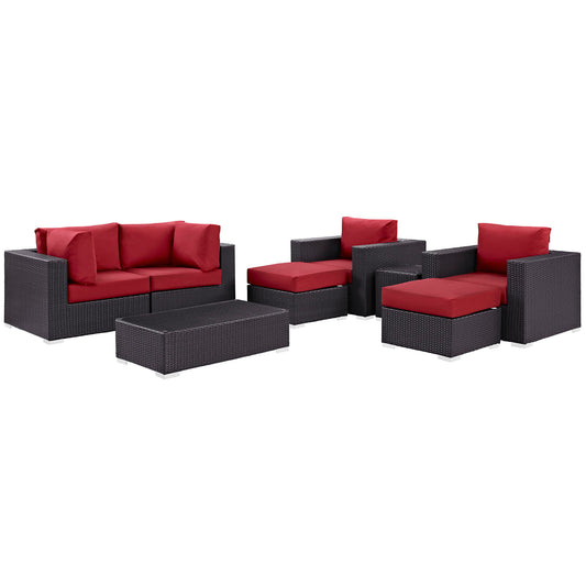 Modway Outlet Convene 8 Piece Outdoor Patio Sectional Set by Modway  Outdoor Furniture Furniture Espresso Red - EEI-2206-EXP-RED-SET