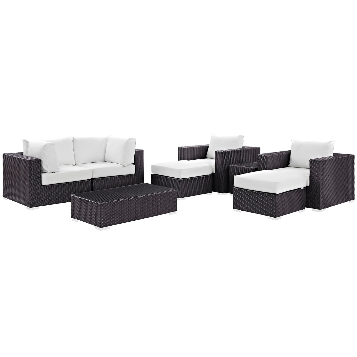 Modway - Convene 8 Piece Outdoor Patio Sectional Set by Modway  Outdoor Furniture Sofa Sectionals White - EEI-2206-EXP-WHI-SET