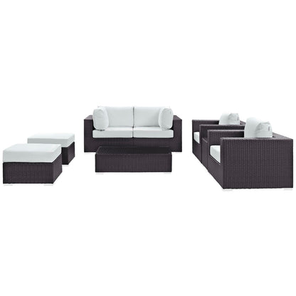 Modway - Convene 8 Piece Outdoor Patio Sectional Set by Modway  Outdoor Furniture Sofa Sectionals White - EEI-2206-EXP-WHI-SET