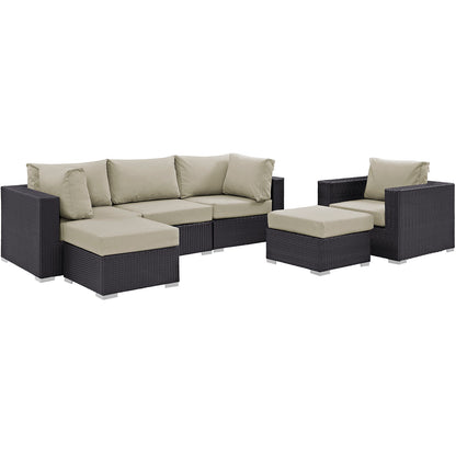 Modway - Convene 6 Piece Outdoor Patio Sectional Set by Modway  Outdoor Furniture Sofa Sectionals Brown - EEI-2207-EXP-BEI-SET