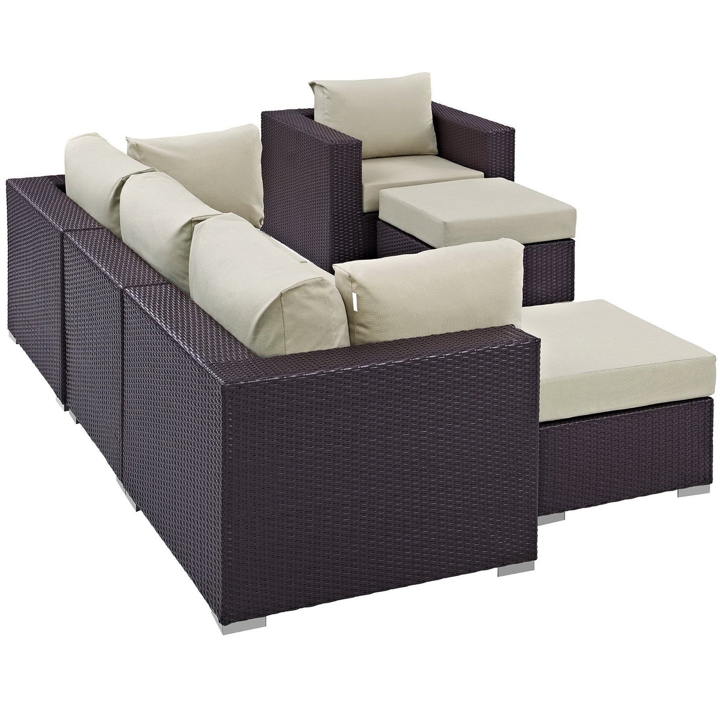 Modway - Convene 6 Piece Outdoor Patio Sectional Set by Modway  Outdoor Furniture Sofa Sectionals Brown - EEI-2207-EXP-BEI-SET