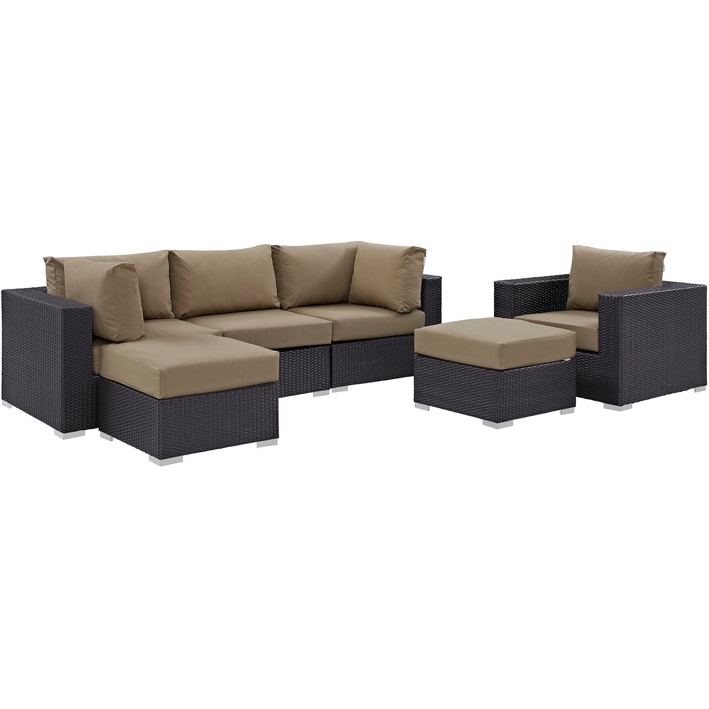 Modway - Convene 6 Piece Outdoor Patio Sectional Set by Modway  Outdoor Furniture Sofa Sectionals Brown - EEI-2207-EXP-MOC-SET