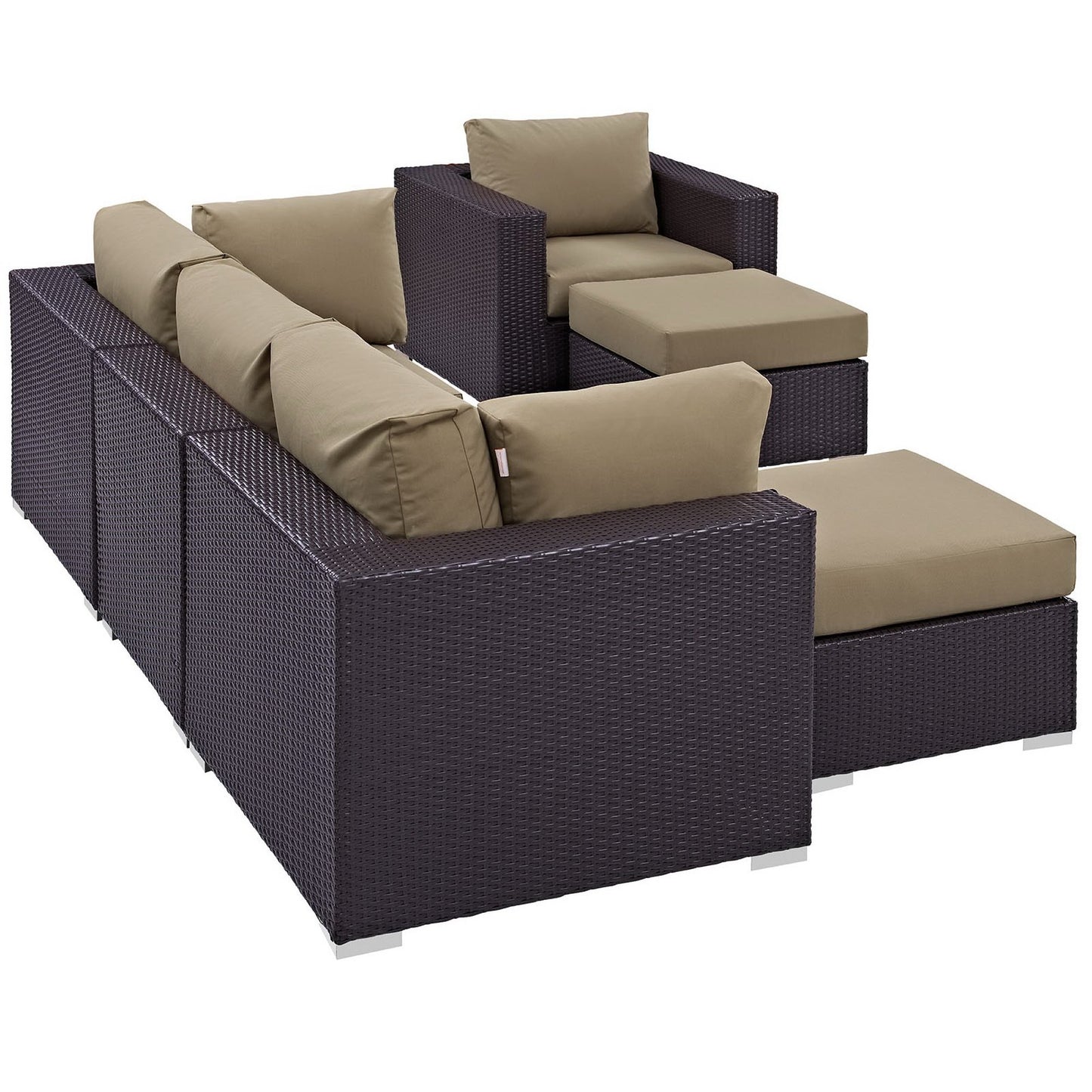 Modway - Convene 6 Piece Outdoor Patio Sectional Set by Modway  Outdoor Furniture Sofa Sectionals Brown - EEI-2207-EXP-MOC-SET