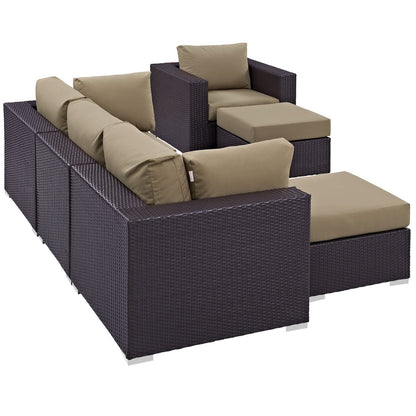 Modway - Convene 6 Piece Outdoor Patio Sectional Set by Modway  Outdoor Furniture Sofa Sectionals Brown - EEI-2207-EXP-MOC-SET