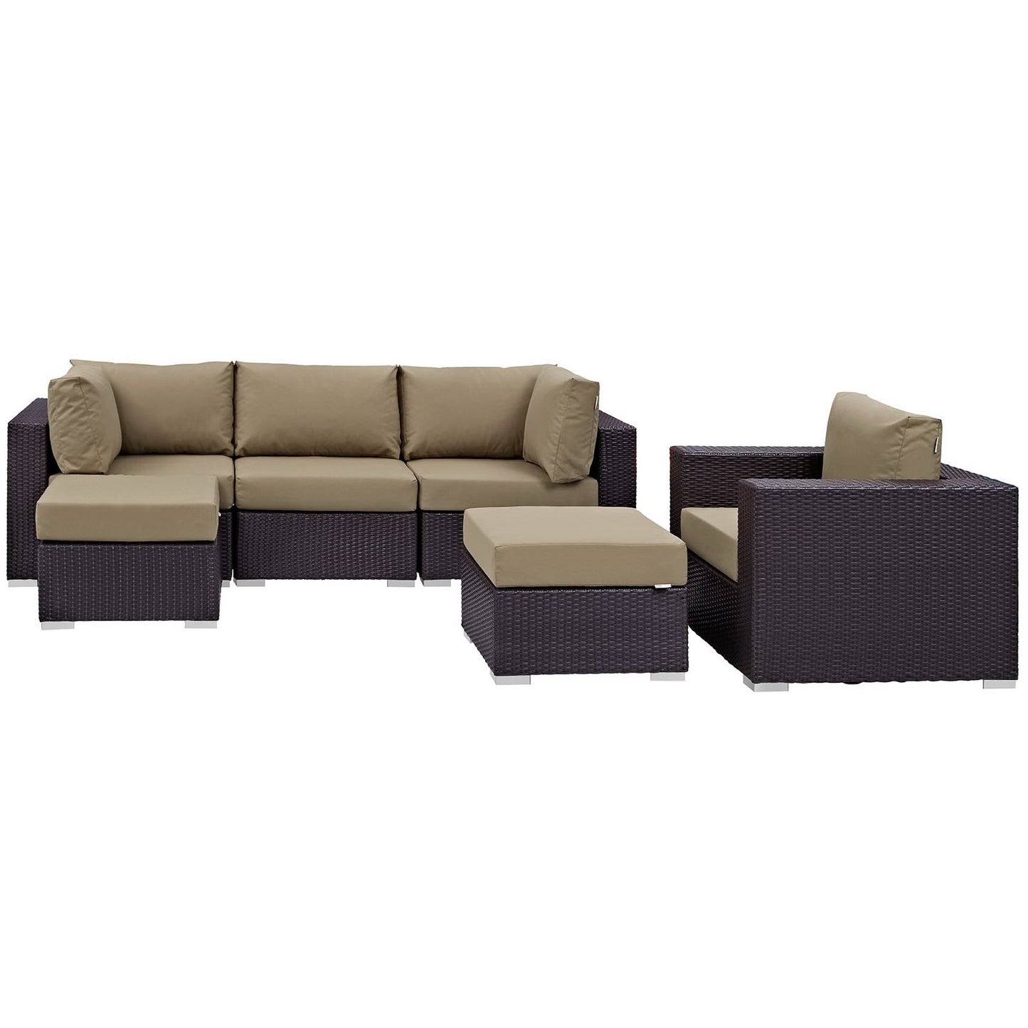 Modway - Convene 6 Piece Outdoor Patio Sectional Set by Modway  Outdoor Furniture Sofa Sectionals Brown - EEI-2207-EXP-MOC-SET