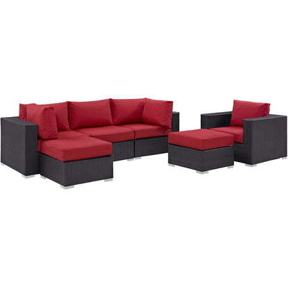Modway Outlet Convene 6 Piece Outdoor Patio Sectional Set by Modway  Outdoor Furniture Furniture Espresso Red - EEI-2207-EXP-RED-SET