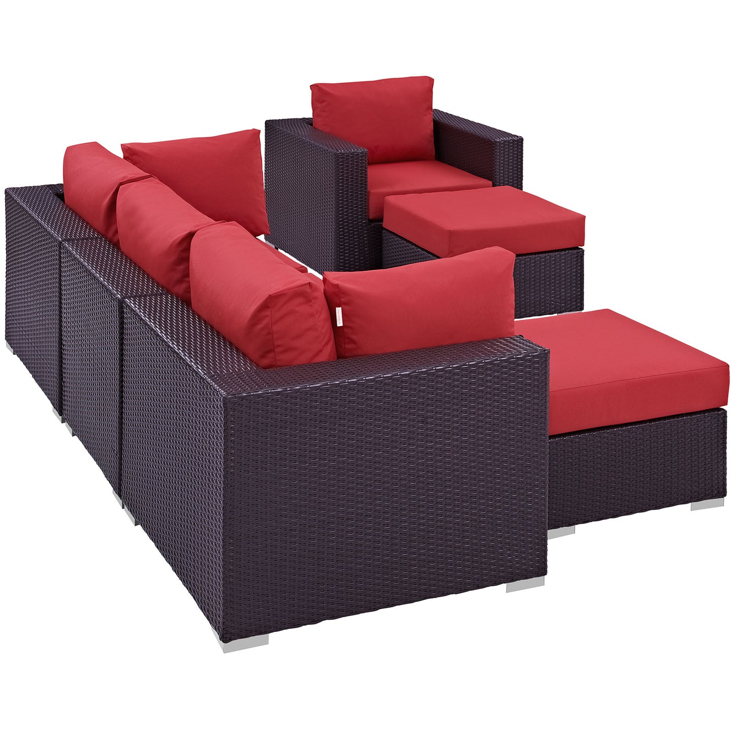 Modway Outlet Convene 6 Piece Outdoor Patio Sectional Set by Modway  Outdoor Furniture Furniture Espresso Red - EEI-2207-EXP-RED-SET