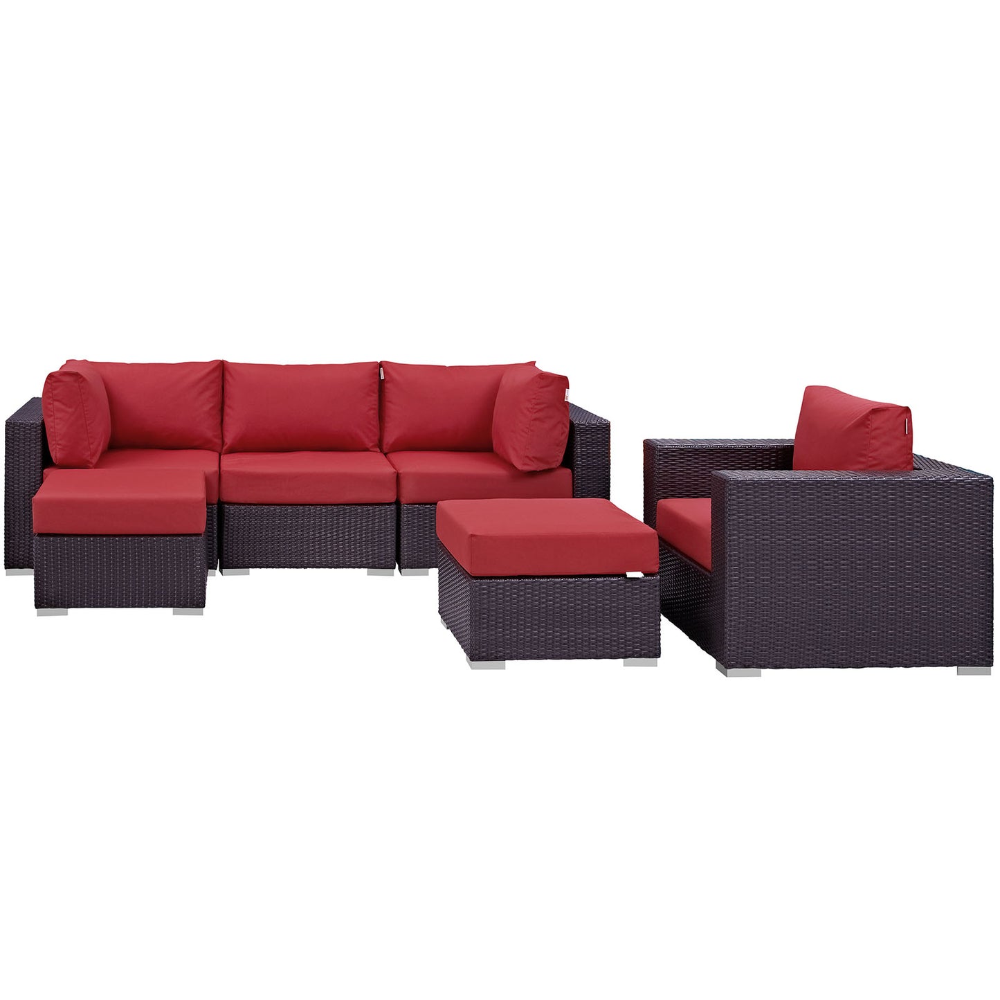 Modway Outlet Convene 6 Piece Outdoor Patio Sectional Set by Modway  Outdoor Furniture Furniture Espresso Red - EEI-2207-EXP-RED-SET