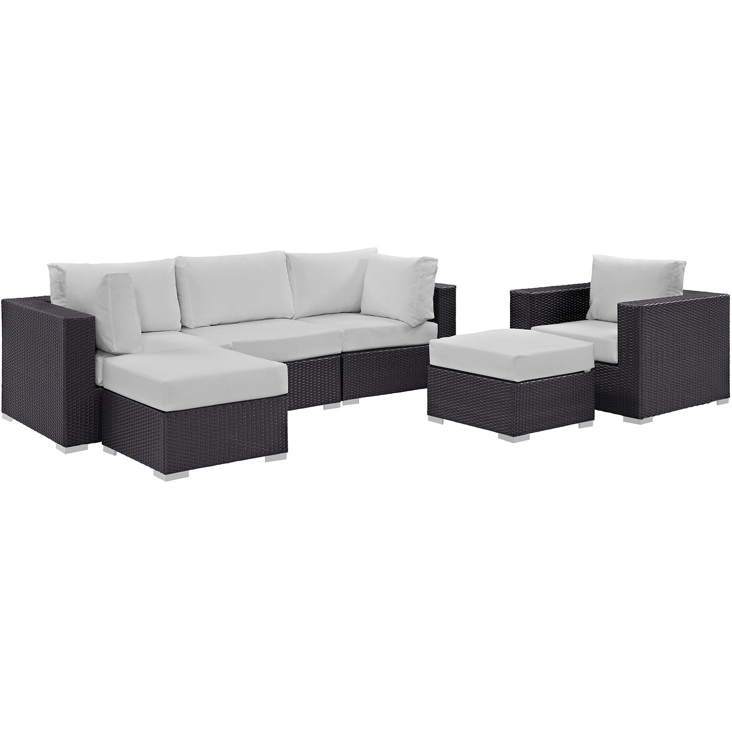 Modway - Convene 6 Piece Outdoor Patio Sectional Set by Modway  Outdoor Furniture Sofa Sectionals White - EEI-2207-EXP-WHI-SET