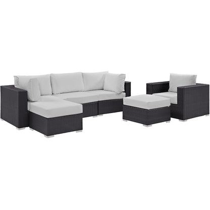 Modway - Convene 6 Piece Outdoor Patio Sectional Set by Modway  Outdoor Furniture Sofa Sectionals White - EEI-2207-EXP-WHI-SET