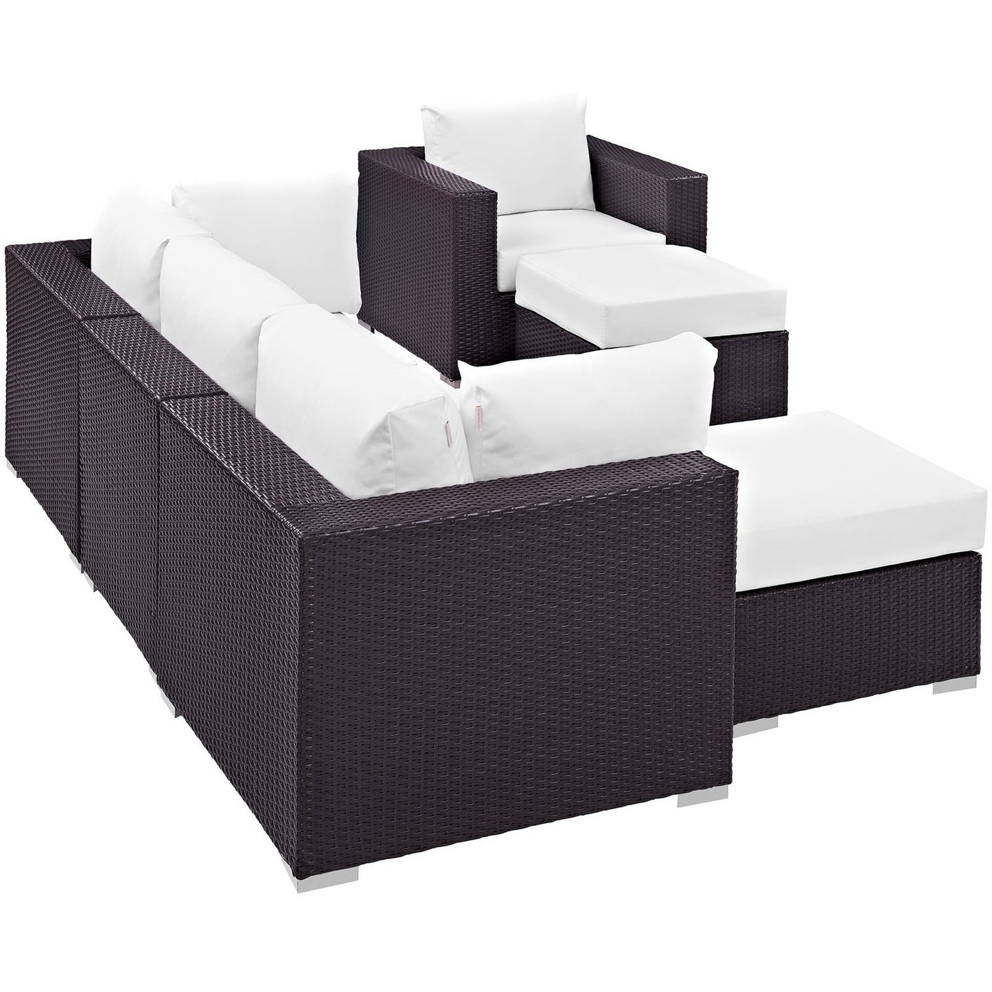 Modway - Convene 6 Piece Outdoor Patio Sectional Set by Modway  Outdoor Furniture Sofa Sectionals White - EEI-2207-EXP-WHI-SET