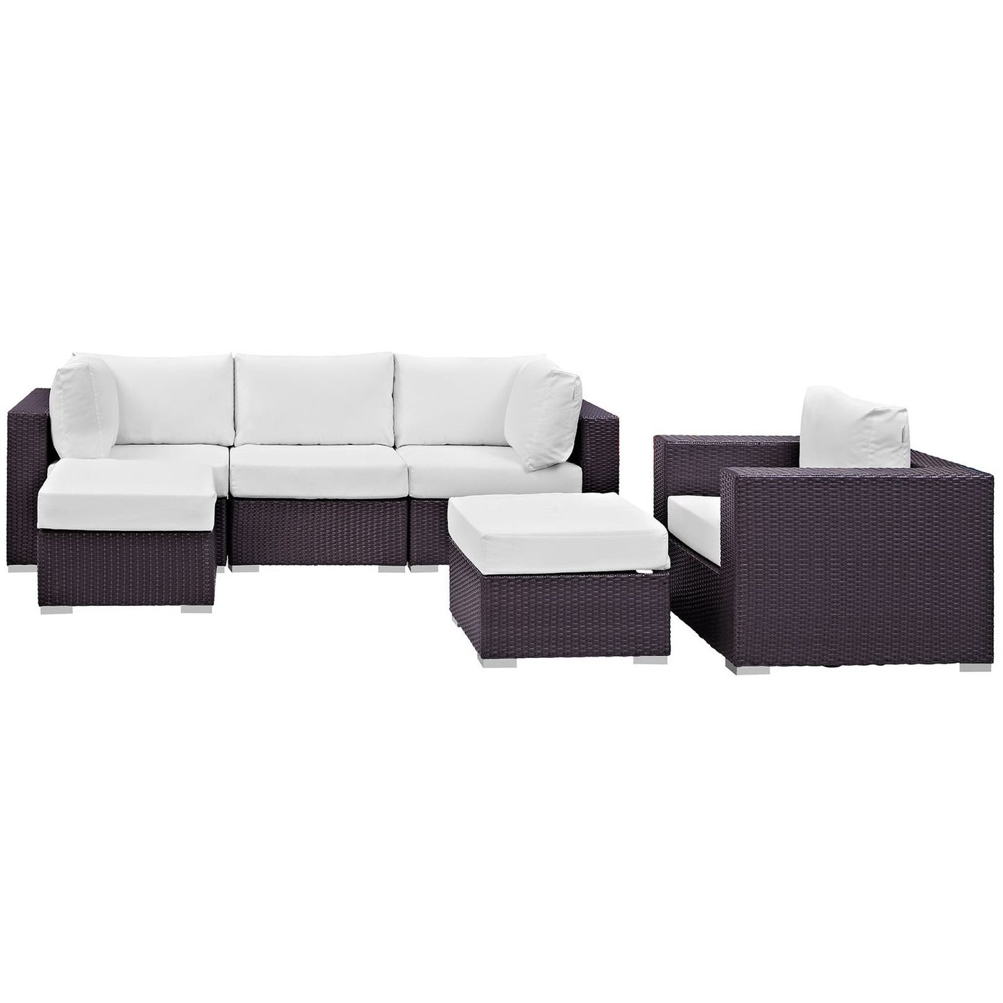 Modway - Convene 6 Piece Outdoor Patio Sectional Set by Modway  Outdoor Furniture Sofa Sectionals White - EEI-2207-EXP-WHI-SET
