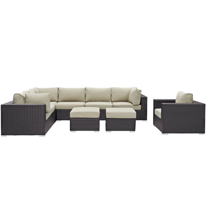 Modway - Convene 9 Piece Outdoor Patio Sectional Set by Modway  Outdoor Furniture Sofa Sectionals Brown - EEI-2208-EXP-BEI-SET