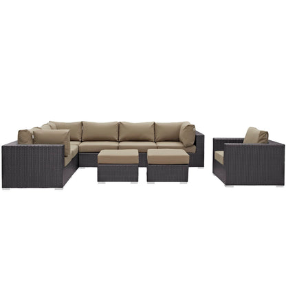 Modway - Convene 9 Piece Outdoor Patio Sectional Set by Modway  Outdoor Furniture Sofa Sectionals Brown - EEI-2208-EXP-MOC-SET