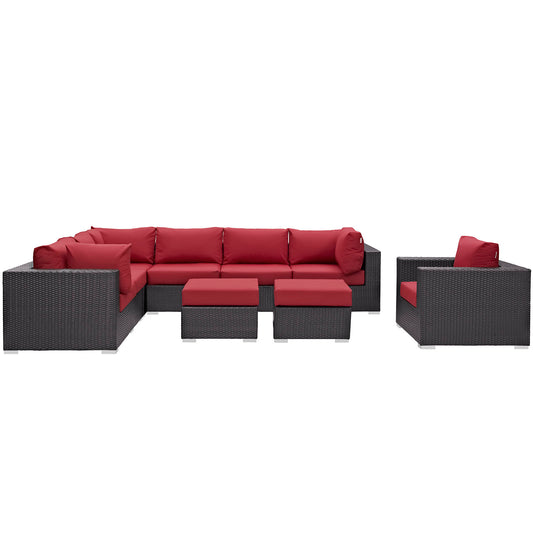 Modway Outlet Convene 9 Piece Outdoor Patio Sectional Set by Modway  Outdoor Furniture Furniture Espresso Red - EEI-2208-EXP-RED-SET