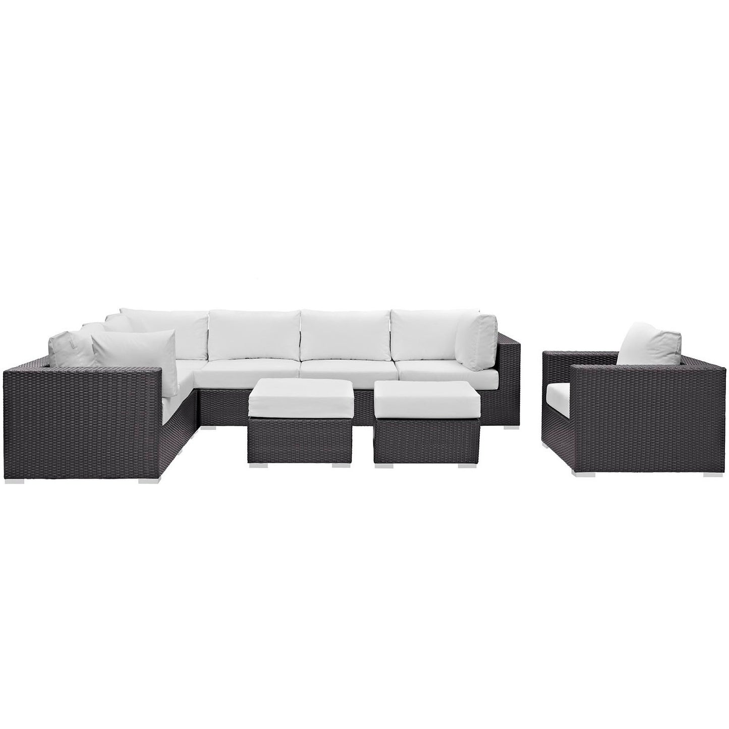 Modway - Convene 9 Piece Outdoor Patio Sectional Set by Modway  Outdoor Furniture Sofa Sectionals White - EEI-2208-EXP-WHI-SET