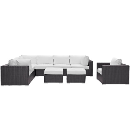 Modway - Convene 9 Piece Outdoor Patio Sectional Set by Modway  Outdoor Furniture Sofa Sectionals White - EEI-2208-EXP-WHI-SET