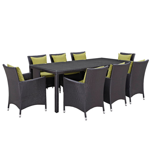 Modway Outlet Convene 9 Piece Outdoor Patio Dining Set by Modway  Outdoor Furniture Furniture Espresso Peridot - EEI-2217-EXP-PER-SET