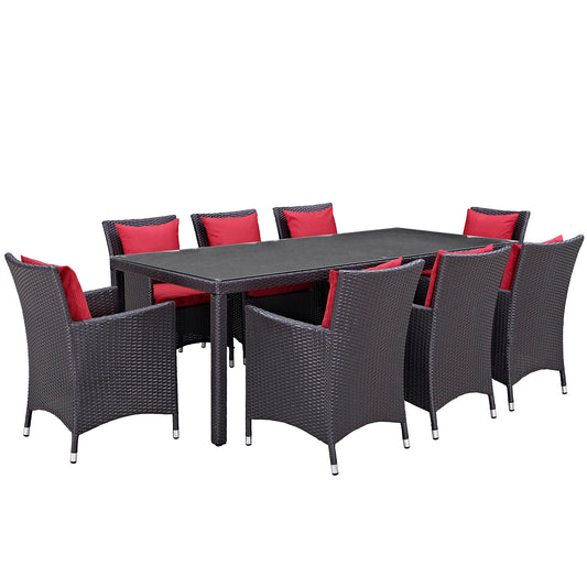Modway Outlet Convene 9 Piece Outdoor Patio Dining Set by Modway  Outdoor Furniture Furniture Espresso Red - EEI-2217-EXP-RED-SET