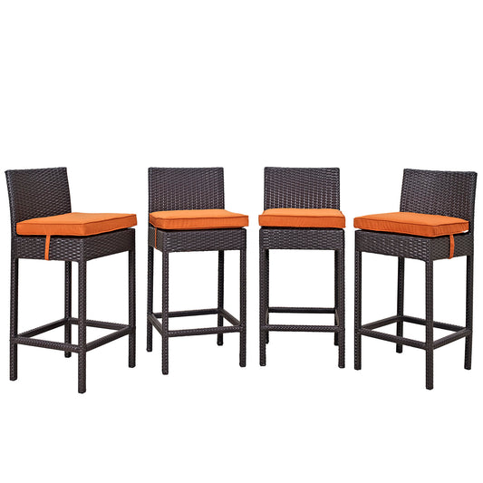 Modway Outlet Convene 4 Piece Outdoor Patio Pub Set by Modway  Outdoor Furniture Furniture Espresso Orange - EEI-2218-EXP-ORA-SET