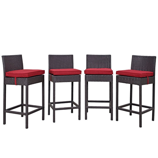 Modway Outlet Convene 4 Piece Outdoor Patio Pub Set by Modway  Outdoor Furniture Furniture Espresso red - EEI-2218-EXP-RED-SET