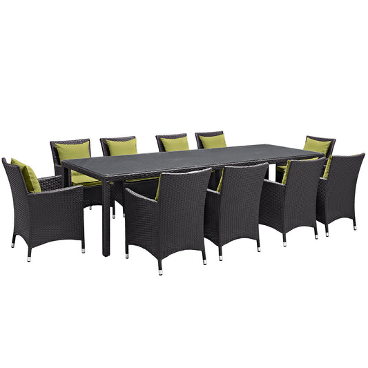 Modway Outlet Convene 11 Piece Outdoor Patio Dining Set by Modway  Outdoor Furniture Furniture Espresso Peridot - EEI-2219-EXP-PER-SET
