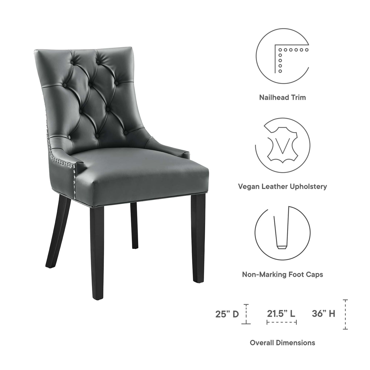 Modway - Regent Tufted Vegan Leather Dining Chair by Modway  Bar and Dining Dining Chairs Gray - EEI-2222-GRY