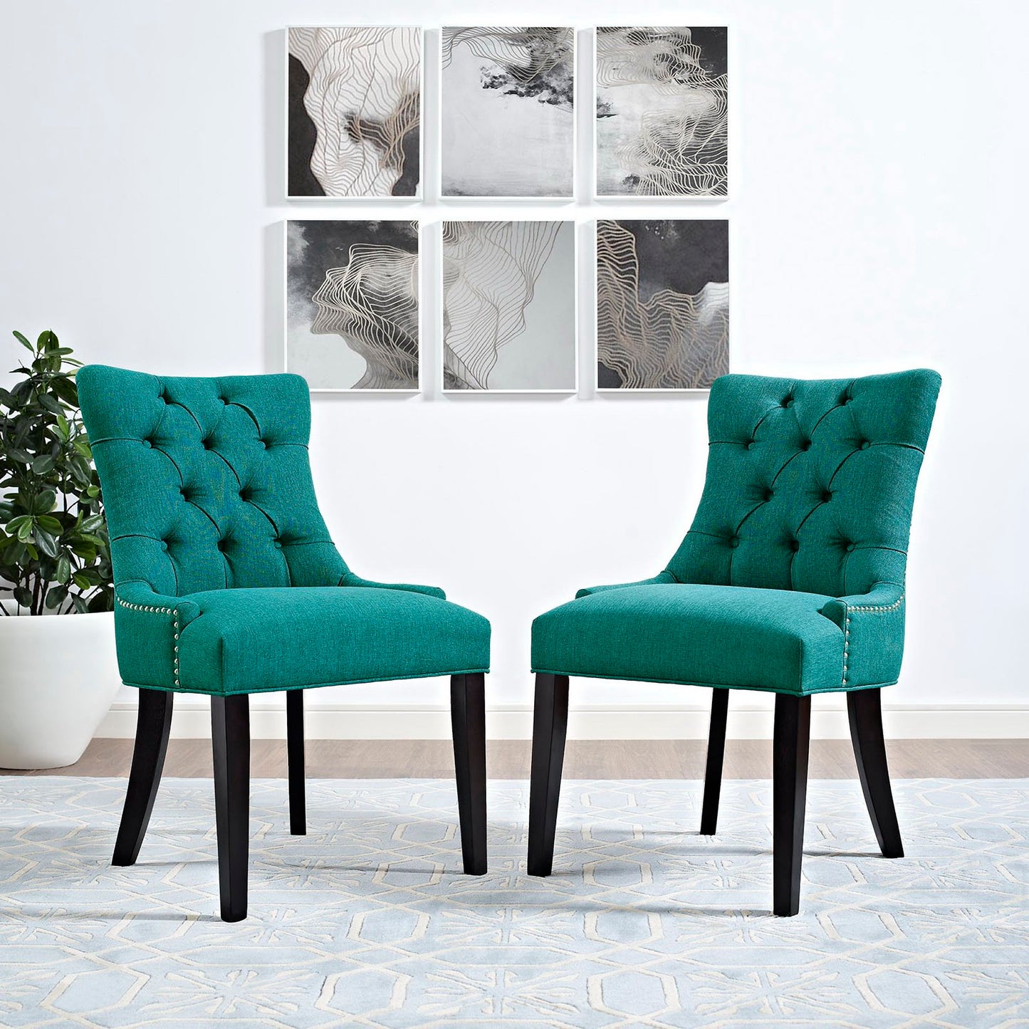 Modway - Regent Tufted Fabric Dining Chair by Modway  Bar and Dining Dining Chairs Blue - EEI-2223-TEA