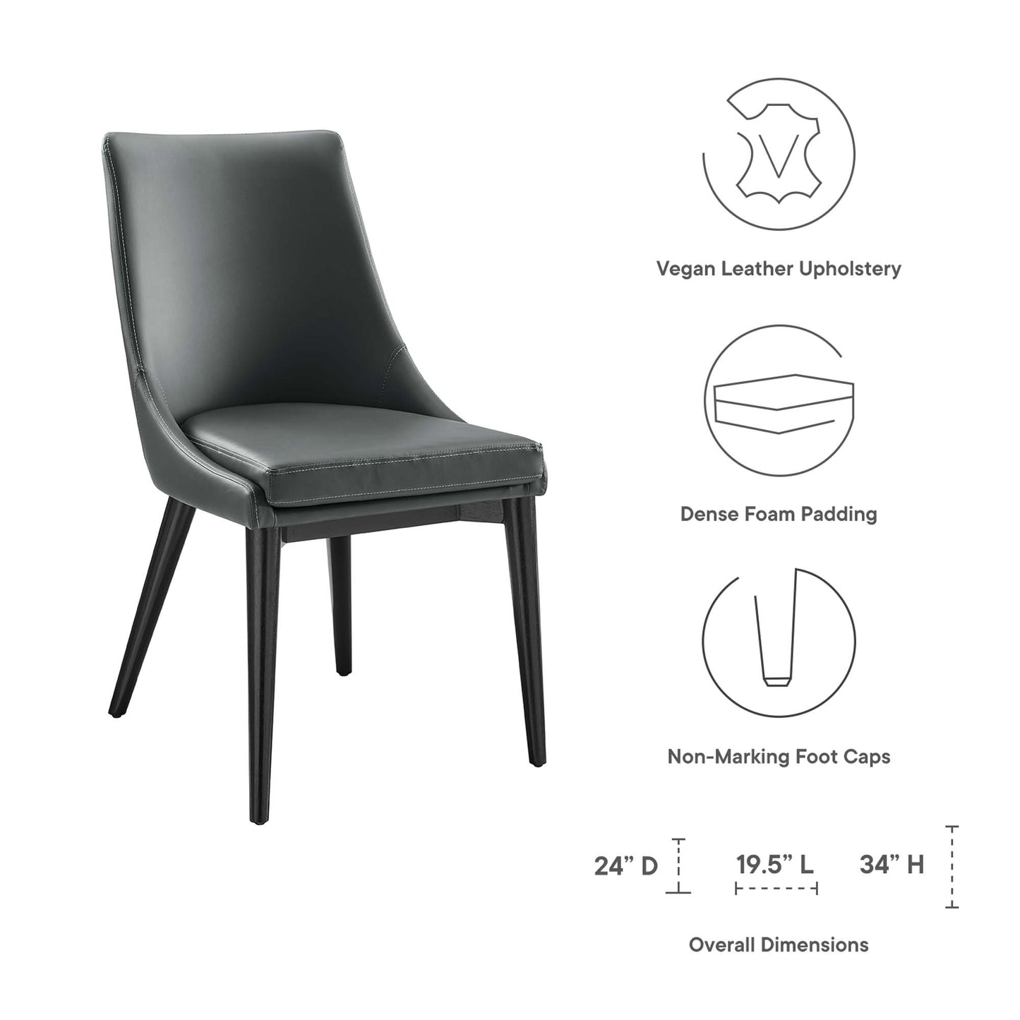 Modway - Viscount Vegan Leather Dining Chair by Modway  Bar and Dining Dining Chairs Gray - EEI-2226-GRY