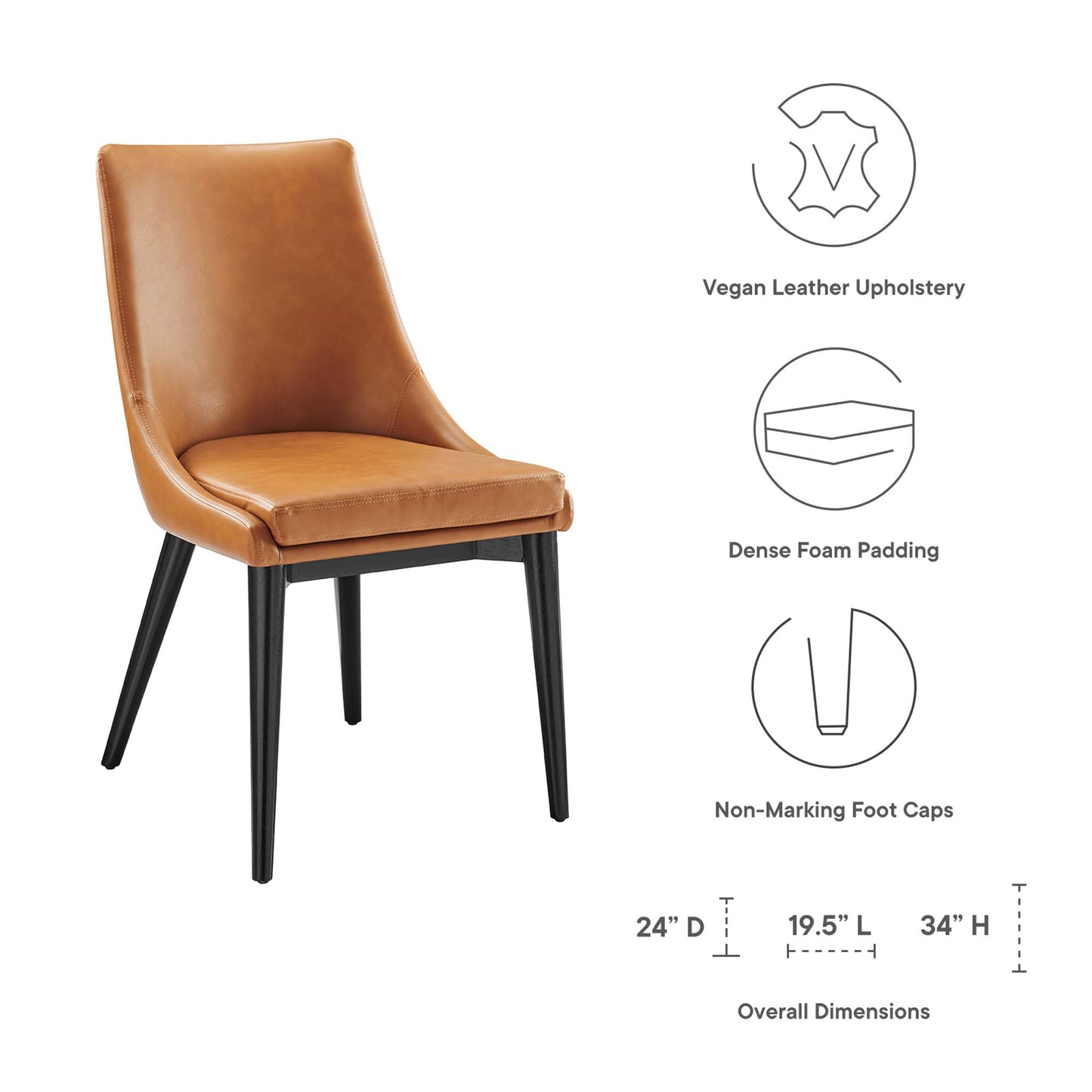 Modway - Viscount Vegan Leather Dining Chair by Modway  Bar and Dining Dining Chairs Brown - EEI-2226-TAN