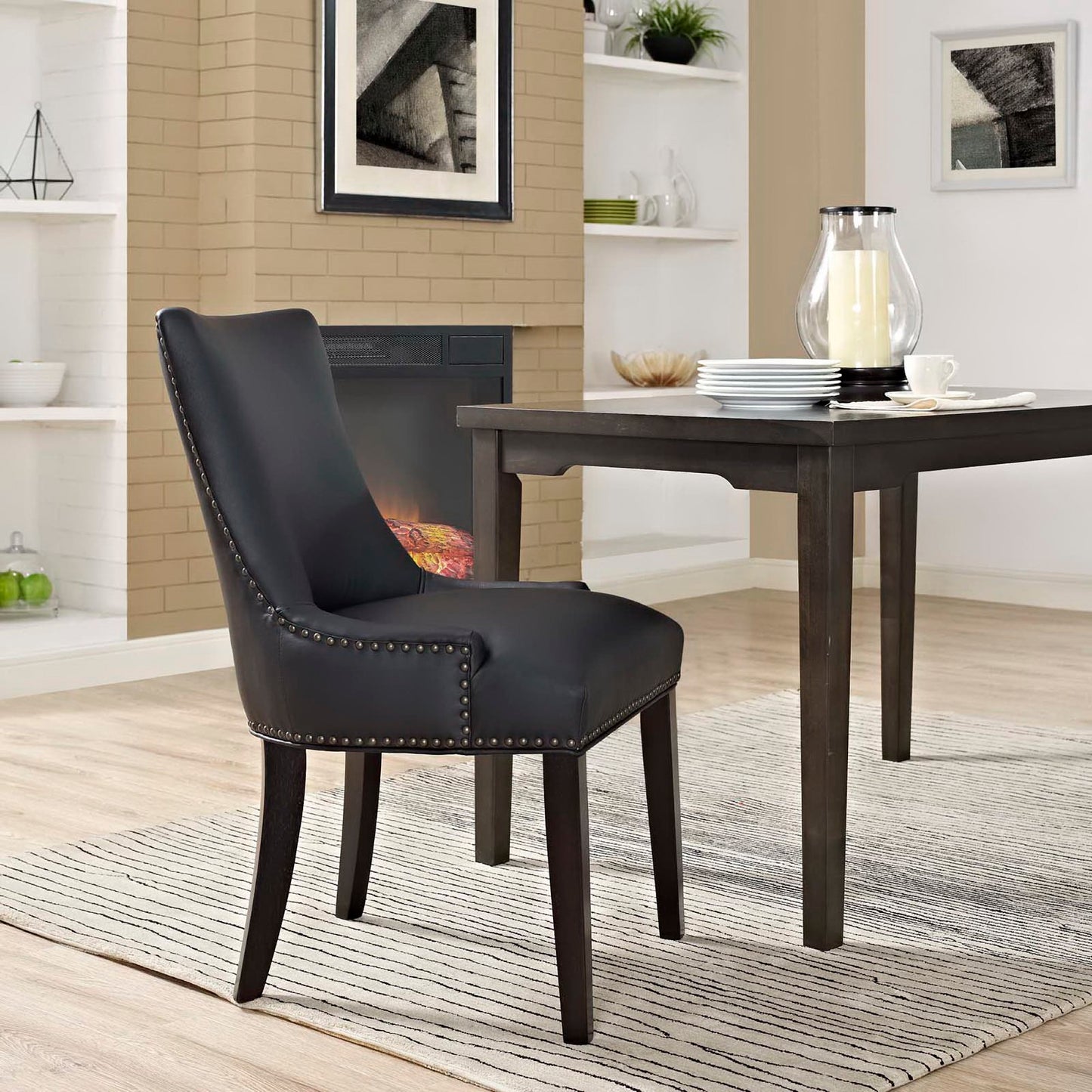 Modway - Marquis Vegan Leather Dining Chair by Modway  Bar and Dining Dining Chairs Black - EEI-2228-BLK