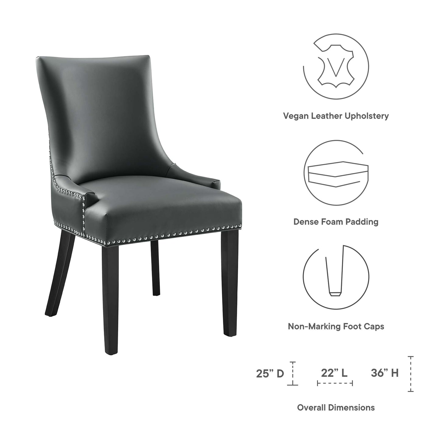 Modway - Marquis Vegan Leather Dining Chair by Modway  Bar and Dining Dining Chairs Gray - EEI-2228-GRY