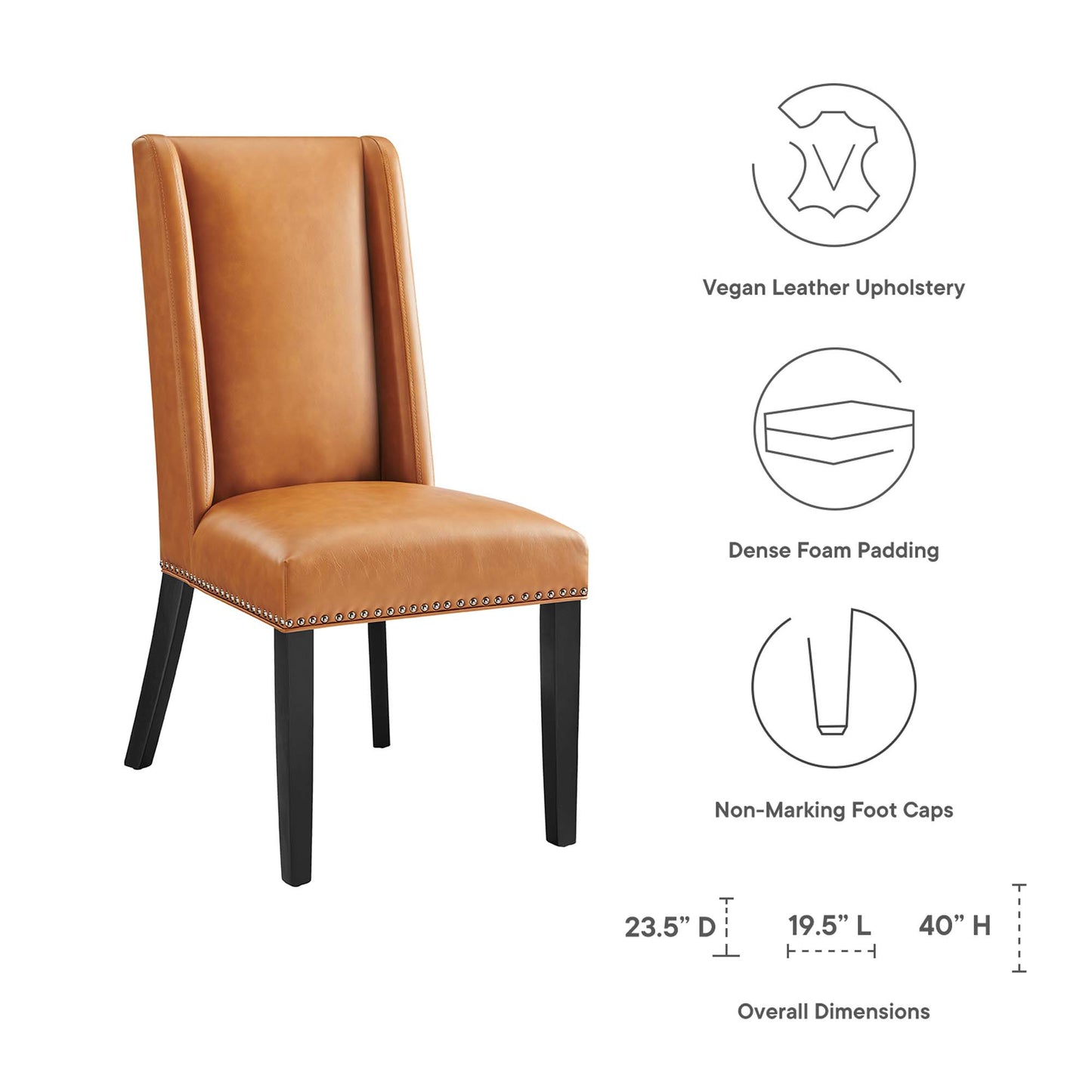 Modway - Baron Vegan Leather Dining Chair by Modway  Bar and Dining Dining Chairs Brown - EEI-2232-TAN