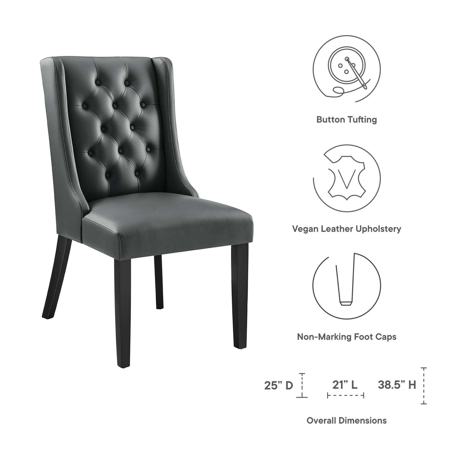 Modway - Baronet Button Tufted Vegan Leather Dining Chair by Modway  Bar and Dining Dining Chairs Gray - EEI-2234-GRY