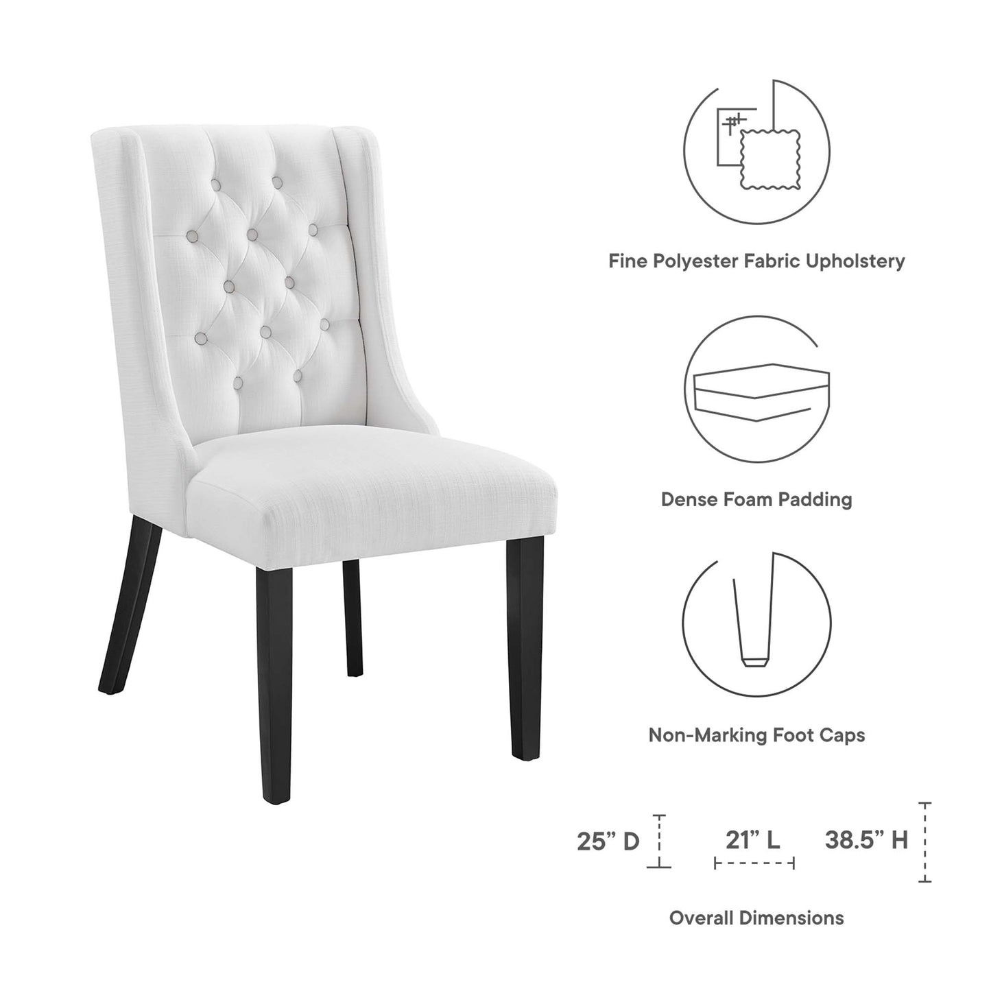 Modway - Baronet Button Tufted Fabric Dining Chair by Modway  Bar and Dining Dining Chairs White - EEI-2235-WHI