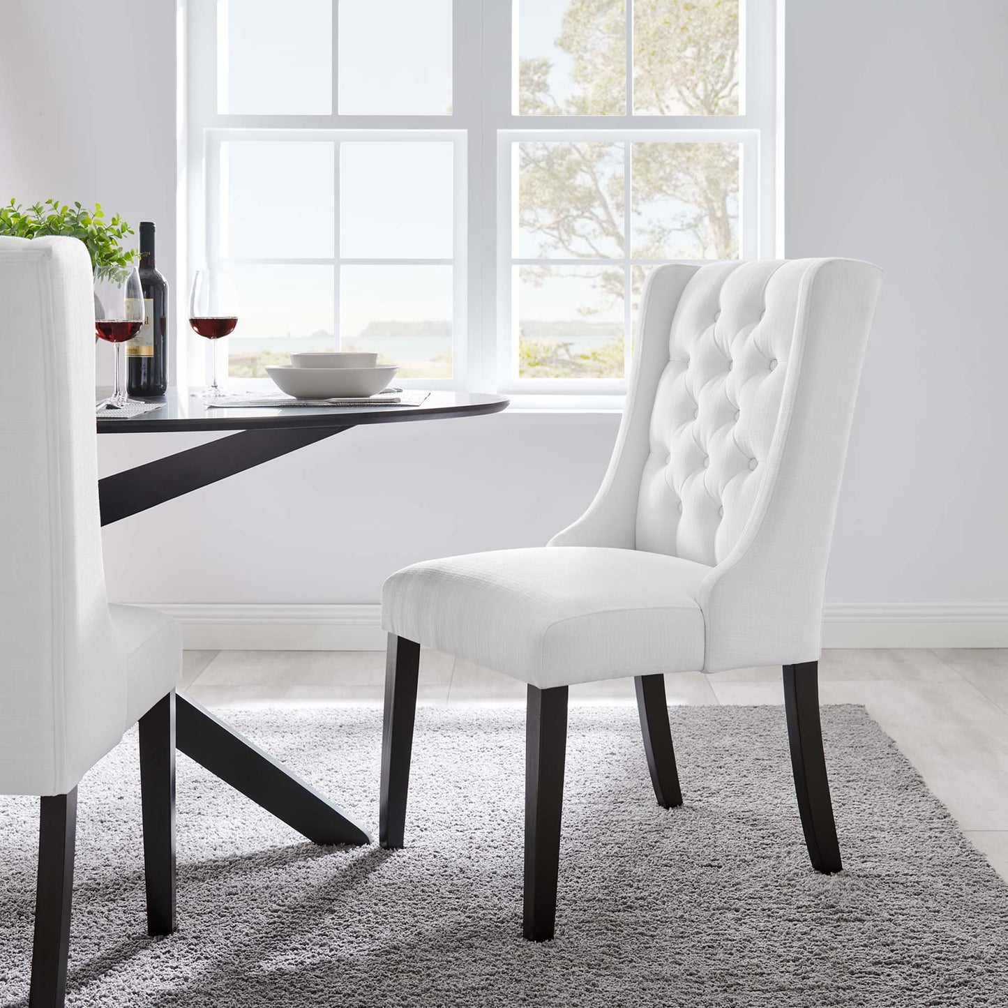 Modway - Baronet Button Tufted Fabric Dining Chair by Modway  Bar and Dining Dining Chairs White - EEI-2235-WHI