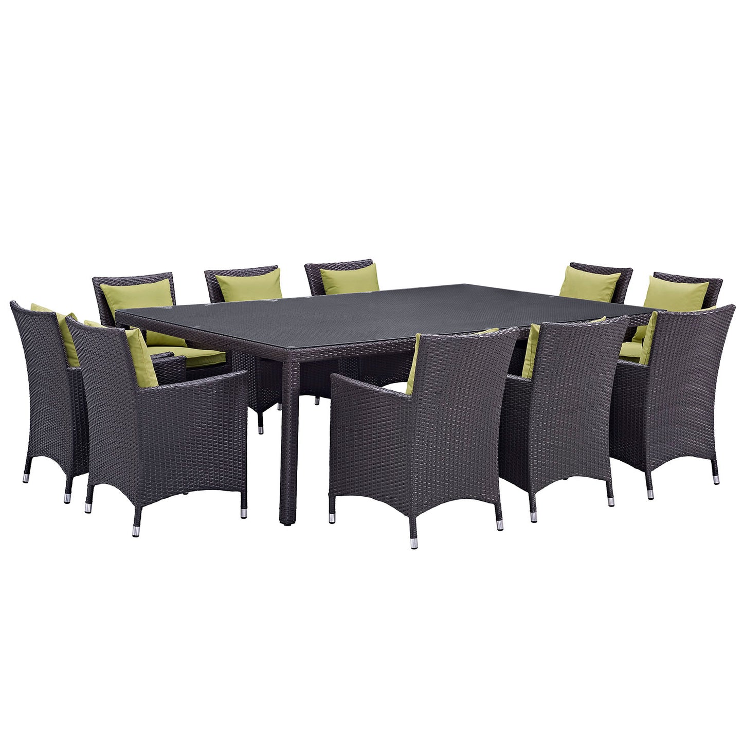 Modway Outlet Convene 11 Piece Outdoor Patio Dining Set by Modway  Outdoor Furniture Furniture Espresso Peridot - EEI-2240-EXP-PER-SET