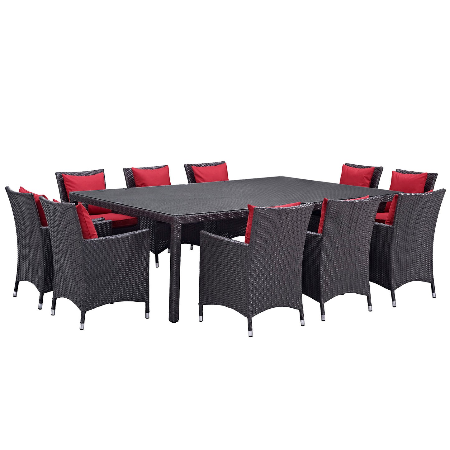 Modway Outlet Convene 11 Piece Outdoor Patio Dining Set by Modway  Outdoor Furniture Furniture Espresso Red - EEI-2240-EXP-RED-SET