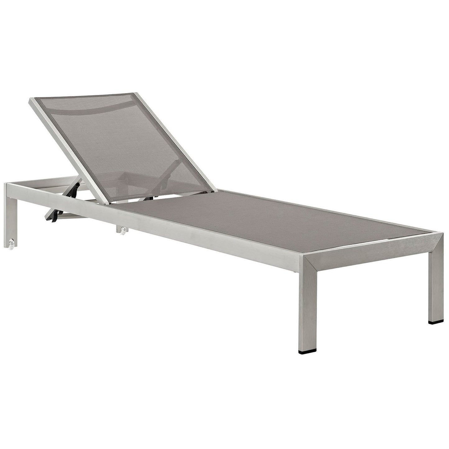 Modway - Shore Outdoor Patio Aluminum Mesh Chaise by Modway  Outdoor Furniture Sofa Sectionals Gray - EEI-2249-SLV-GRY