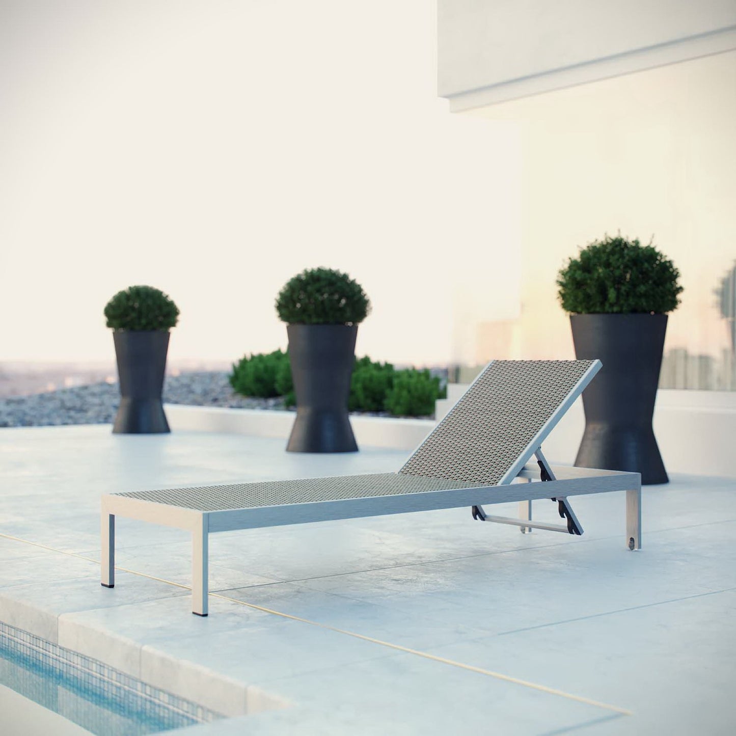 Modway - Shore Outdoor Patio Aluminum Rattan Chaise by Modway  Outdoor Furniture Sofa Sectionals Gray - EEI-2250-SLV-GRY