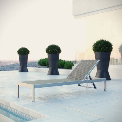 Modway - Shore Outdoor Patio Aluminum Rattan Chaise by Modway  Outdoor Furniture Sofa Sectionals Gray - EEI-2250-SLV-GRY