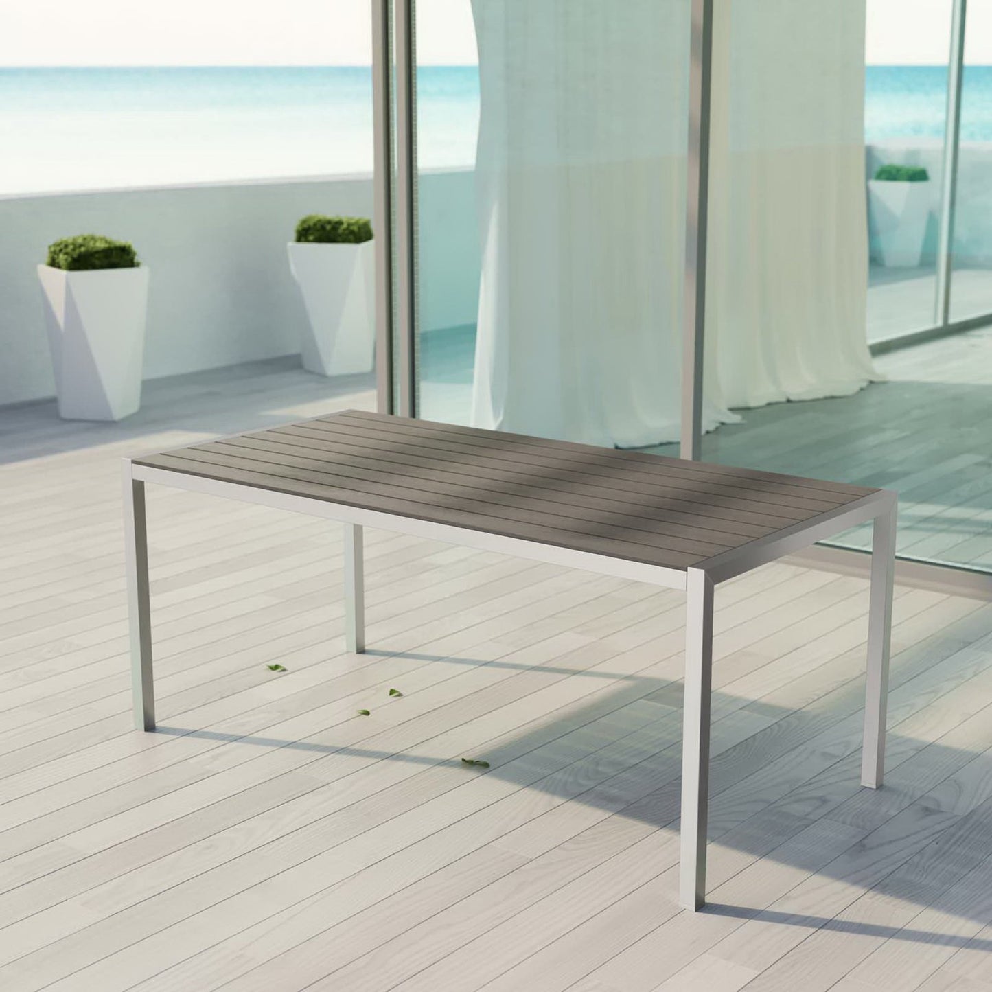 Modway - Shore Outdoor Patio Aluminum Dining Table by Modway  Outdoor Furniture Bar and Dining Gray - EEI-2251-SLV-GRY