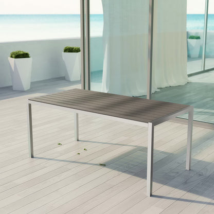 Modway - Shore Outdoor Patio Aluminum Dining Table by Modway  Outdoor Furniture Bar and Dining Gray - EEI-2251-SLV-GRY