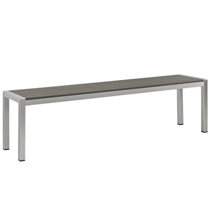 Modway - Shore Outdoor Patio Aluminum Bench by Modway  Outdoor Furniture Sofa Sectionals Gray - EEI-2252-SLV-GRY