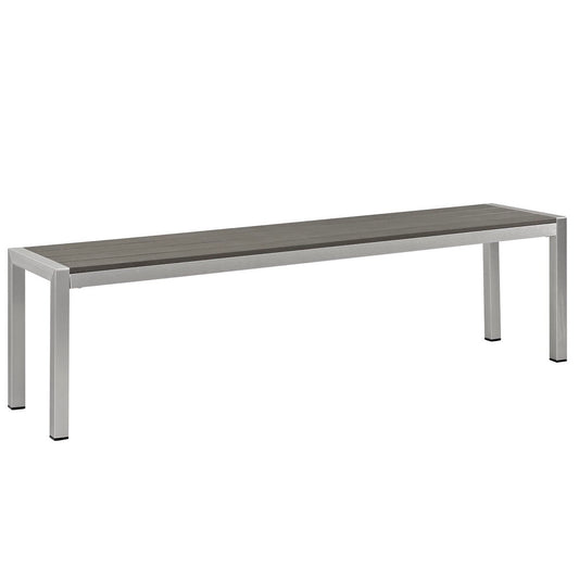 Modway - Shore Outdoor Patio Aluminum Bench by Modway  Outdoor Furniture Sofa Sectionals Gray - EEI-2252-SLV-GRY